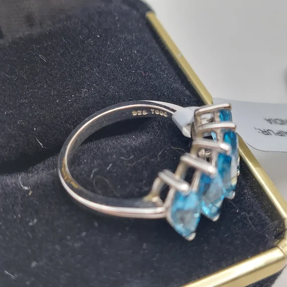 NWT 925 Swiss Blue Topaz sz7 Ring, Anabella Collection, has Cert Of Authenticity - Picture 5 of 16